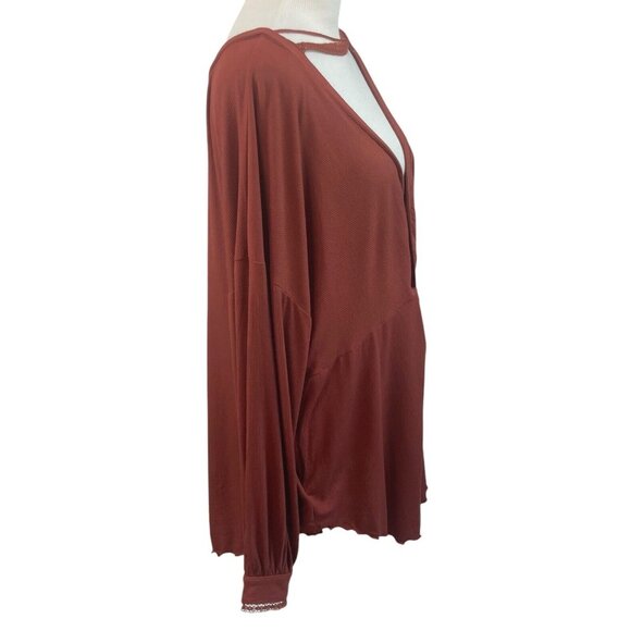 Free People Top Womens Size L Brown Boho Flowy Romantic Whimsical Festival Beach - Picture 4 of 10